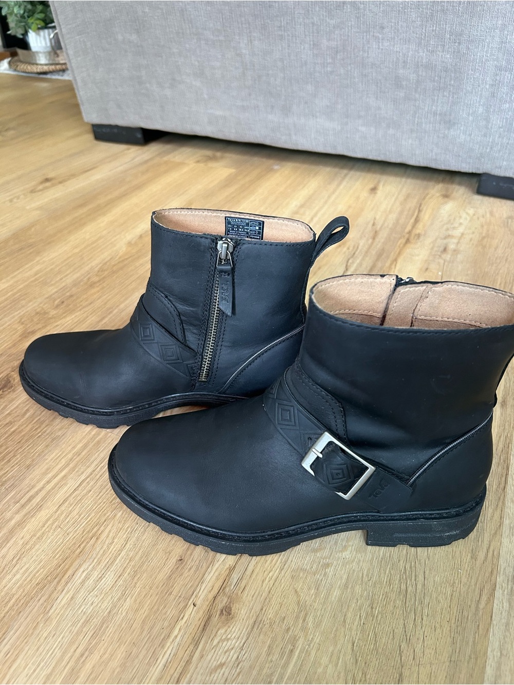 Teva Women's Rowena Buckle Black Leather Boots 1141354
